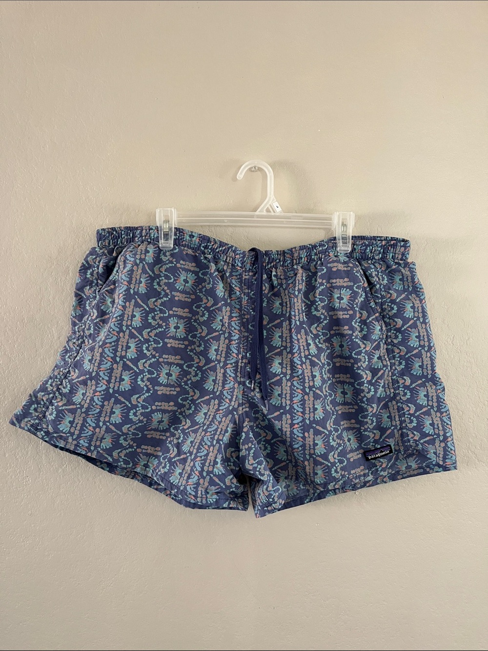 Patagonia Navy and Light Blue Printed Men's Athletic Shorts
